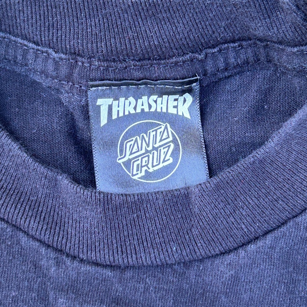 Thrasher Santa Cruz Skater Flame Scream Black Skateboard T Shirt Small Tee Hand - Picture 4 of 5